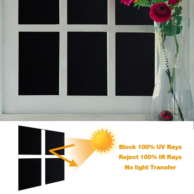 Static Cling Total Blackout Window Film 100% UV Blocking Window