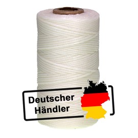 Langlauf Schuhbedarf Waxed Leather Thread 1 mm x 0.3 mm I Saddle Yarn - Waxed Thread Made of Polyester Stable and Durable I Wax Yarn Trout Thread Outdoor Sewing Thread in Professional Quality (White)