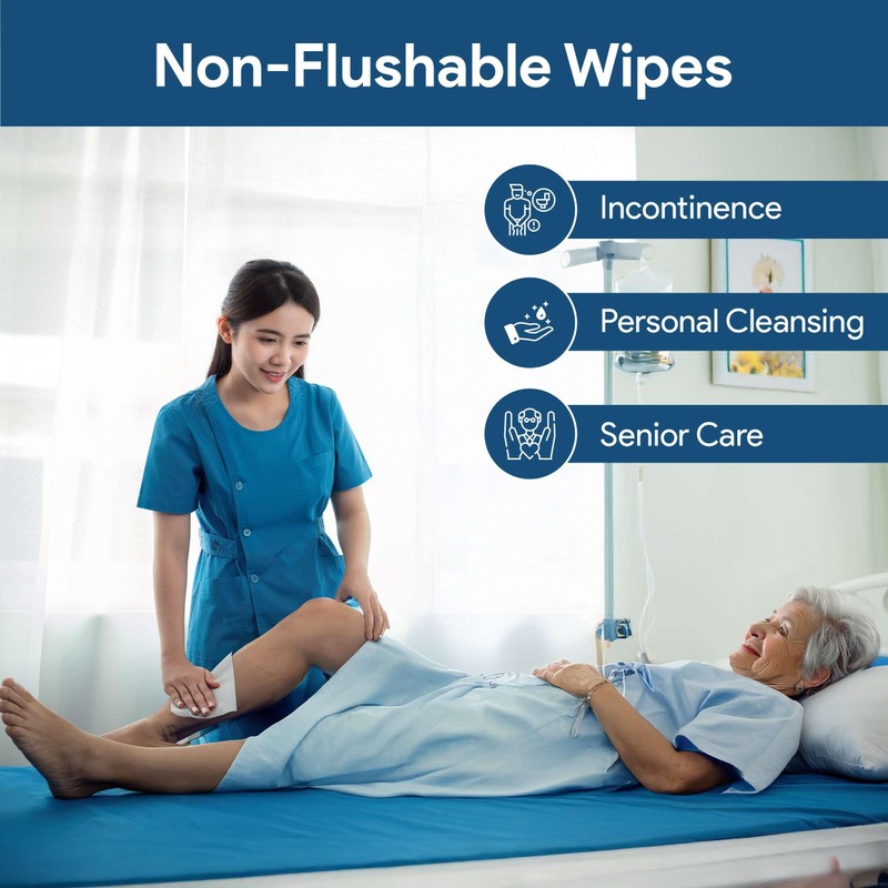 Non Flushable Wet Wipes for Adults - Case of 600