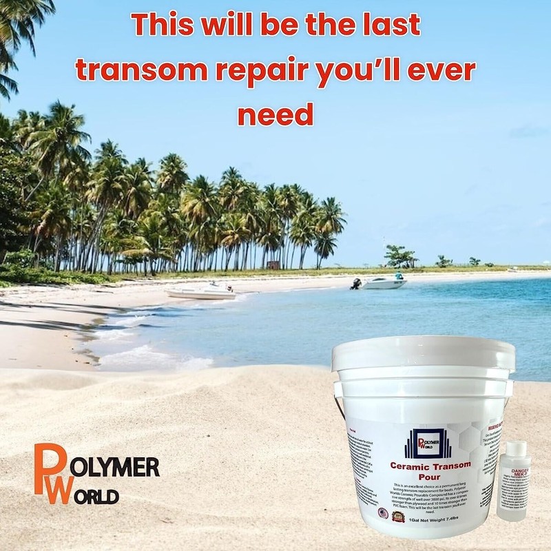 POLYMER WORLD Ceramic Transom Pour for Transom Repairs Docks Power