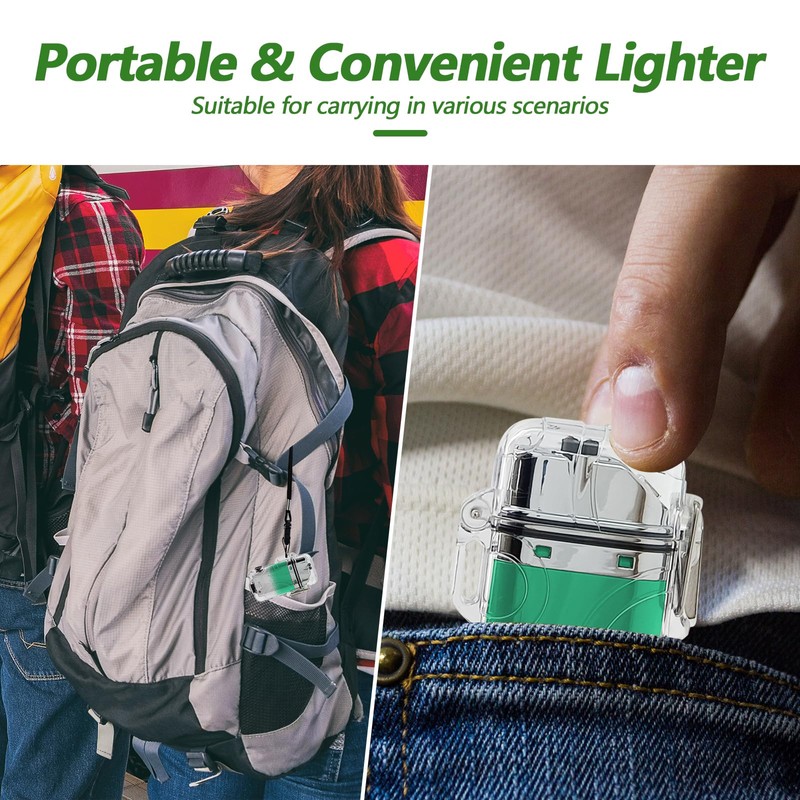 SKRFIRE Electric Lighters Transparent Waterproof Dual Arc Lighter with LED