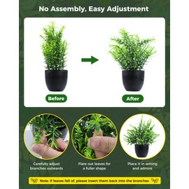 Clearain Fake Plants 6 Packs Artificial Plants Small Faux Plants Black Bathroom Accessories for Bathroom Home Kitchen Coffee Table Office Desk Decor Indoor (Black)