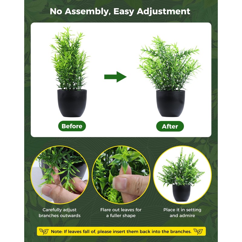 Clearain Fake Plants 6 Packs Artificial Plants Small Faux Plants