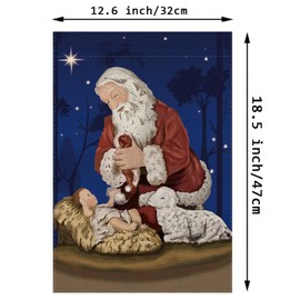 Christmas Garden Flag Christ Holy Night Santa Jesus Religious Double Sided Flags For Outside Burlap Vertical Nativity Scene Xmas Winter Holiday Decorations Yard Lawn Outdoor Decor 12.5 x 18 Inch