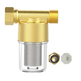 FA20 Brass Sediment Filter, Reusable Sediment Water Filters for Washer, Shower, Well Water, Traps Sand, Rust, Brass, 40 Micron, Inline, BPA Free
