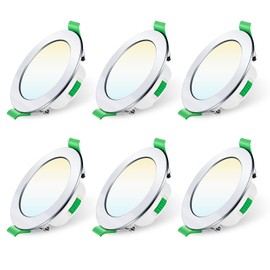 ALUSSO LED Recessed Spotlight 230 V Dimmable 68 mm 7 W Ultra Flat IP44 LED Spotlights Warm White Neutral White Cool White Ceiling Spotlight for Bathroom Kitchen Living Room Chrome Set of 6