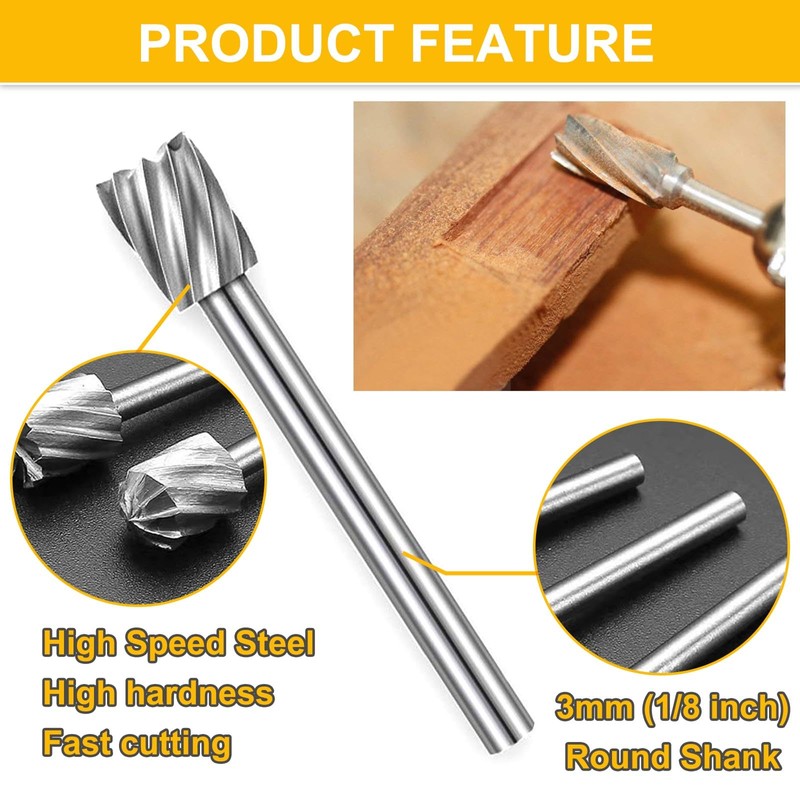 COLYUPO HSS Rotary Cutting Burrs 20Pcs Wood Carving Drill Bits