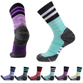Heatuff Womens 6 Pack Hiking Crew Socks Performance Athletic Cushion Outdoor Trekking Sock