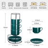 YOLIFE 8oz Porcelain Stackable Cappuccino Cups with Saucers and Metal