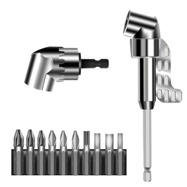 GGesii 105° Angle Screwdriver Attachment Adapter, Screw Hub with Multi-function Bend Screwdriver Bit, 1/4 Inch Hex Shank, for Drilling Holes in Tight Spaces