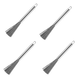 4Pcs Clening Brush Set, Stainless Steel Scrubber Brush for Cookware Long-Handled Pans Sink Scrubbing Brush
