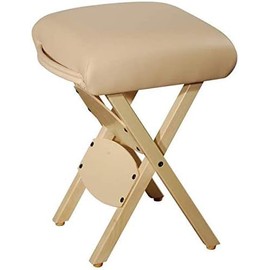 MASTER HEALTH PRODUCT Massage Wooden Folding Massage Stool Professional, Lightweight Handy Pedicure Stool, Massage Table Medical Spa Facial Salon Chair with Soft Cushion (Cream)