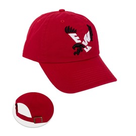 Eastern Washington University Baseball Hat EWU Eagles Brimmed Embroirderd Hats Cap Adjustable Cloth Strap Adult (Style A) Red, Red, One Size