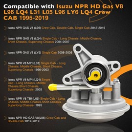 Vacuum Pump 97241035 Compatible with Isuzu NPR HD Gas V8 L96 LQ4 L31 L05 L96 LY6 LQ4 Crew CAB 1995-2019. Replace# - ‎8972410351, 904-862 Brake Vacuum Pump