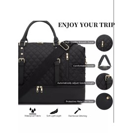 Weekender Overnight Bag Oversized Travel Duffel for Men and Quilted black new