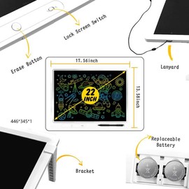 22 Inch LCD Writing Tablet, Large Doodle Board for Kid with 2pens and Adjustable Bracket,Educational Learning Toys Christmas Birthday Gifts for Kids Adults Home School