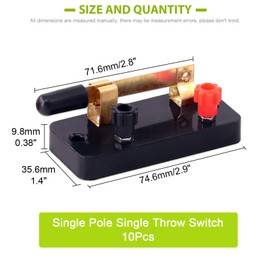 Keadic 10 Pieces Single Pole Single Throw Switch for Physics Laboratory, School Electronic Experimenting, Ideal for Demos Teaching Basic Principles of Electricity & How a Simple Circuit Works