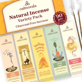 Calmveda Natural Incense Sticks Variety Pack - (5 Variants) Charcoal Free Inscents-Sti..
