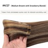 Ombre Tape in Human Hair Extensions for Women Highlighted Brown