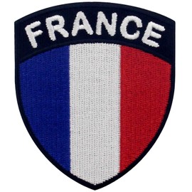 EmbTao France Shield Flag Patch Embroidered Applique Iron On Sew On French National Emblem
