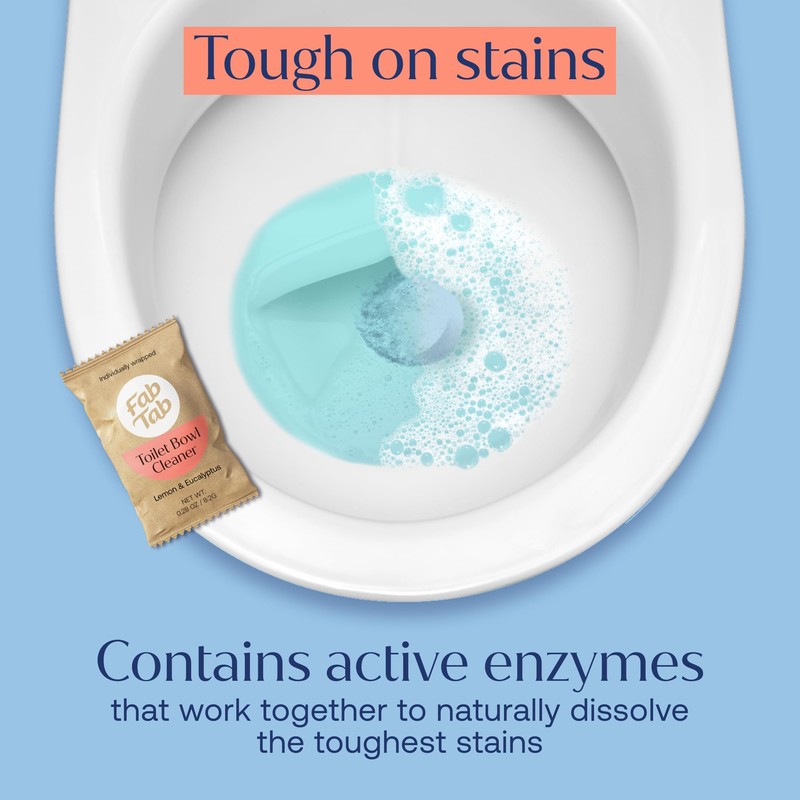 Fab Tab Toilet Bowl Cleaner Tablets, Powerful Stain Removal, No