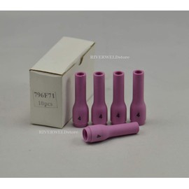 RIVERWELD TIG Alumina Nozzles Ceramic Cups Long 796F71 4L# 1/4" 6.5mm Orifice Fit DB SR WP 9 20 25 TIG Welding Torch Pack of 10