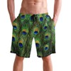 visesunny Classic Peacock Feather Beach Shorts Mens Swim Trunks Sports