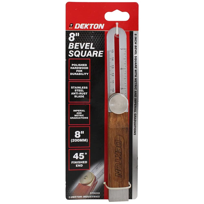 Dekton 8-Inch Bevel Square - Durable Polished Hardwood, Stainless Steel