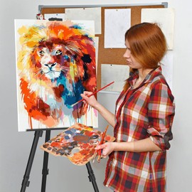 Art Painting Display Easel Stands - Portable Adjustable Aluminum Metal Tripod Artist Easels with Bags, Height from 17" to 66", Extra Sturdy for Table-Top/Floor Painting, Drawing, and Displaying, Black