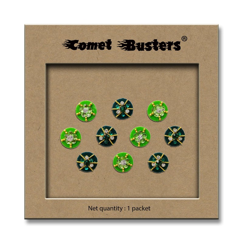 Comet Busters Beautiful Traditional Black Green Bindi