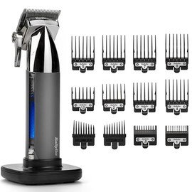BaByliss Super-X Metal Kabelloser Haarschneider ‚Äì Japanische Stahlklingen, 10 Aufsteckk√§mme, 2 Kammf√ºhrungen, Lithium-Akku, digitales Display, Metallgeh√§use, Schwarz, E996E