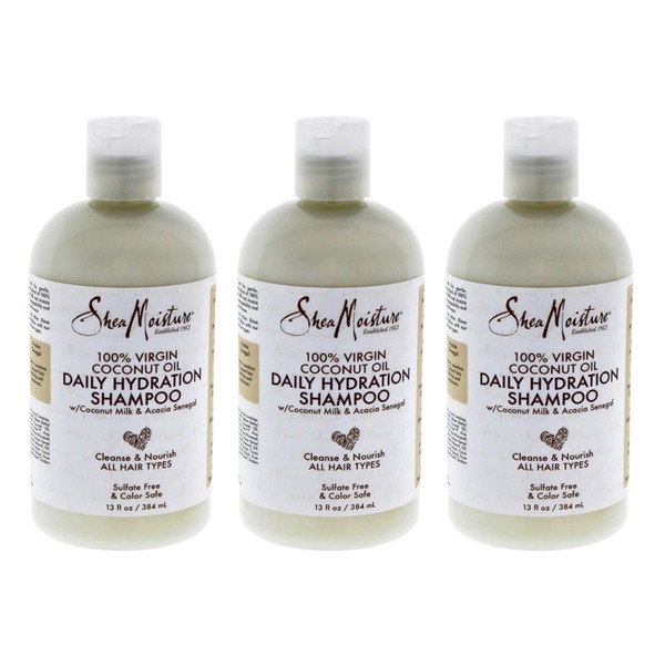 Shea Moisture 100% Virgin Coconut Oil Shampoo 13 Ounce (384ml) (3 Pack)