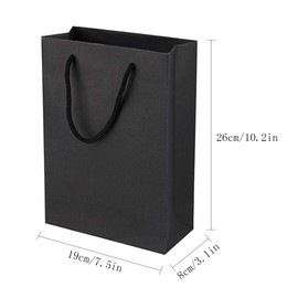 Sdootjewelry Black Gift Bags, 50 Pack Kraft Paper Bags With Handles, 7.5" x 3.1" x 10.2" Matte Wrapping for Merchandise, Retail and Shopping