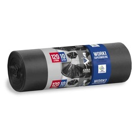 Anna Zaradna ST-AZ-001972 bin liners, tear-resistant, super strong, 120 l, pack of 10, rubbish bags for home rubbish, office, made of thick LDPE regranulate film, colour: Black, 120 L.