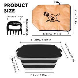 BBQ Prep Tub 16L, Collapsible Cutting Board with resting Blanket and Chicken Claws, Perfect Meat Prep Tub for Marinating, Shredding, and Grilling, All in One BBQ Accessories for outing & picnic
