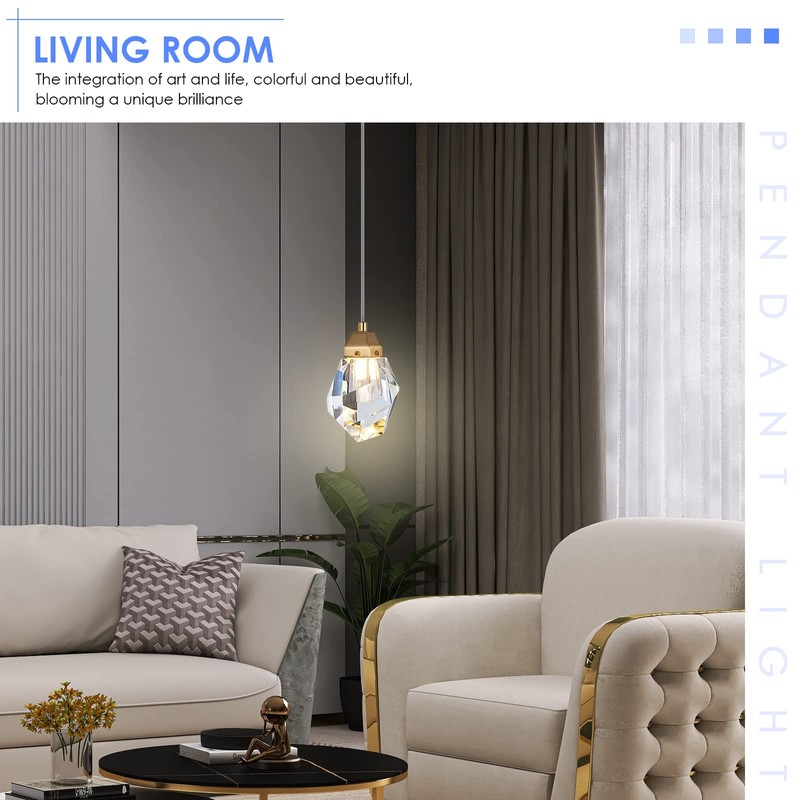KOKAiZeeKi Diamond Crystal Pendant Light, 2 Pack Mini Ceiling Hanging
