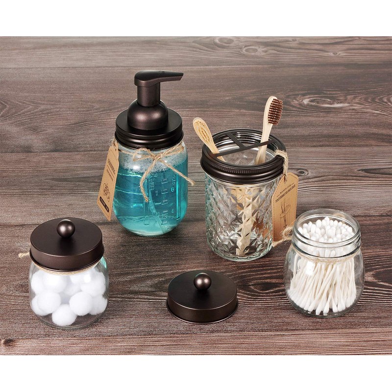 Amolliar Mason Jar Toothbrush Holder- Rustproof Stainless Steel - Holds