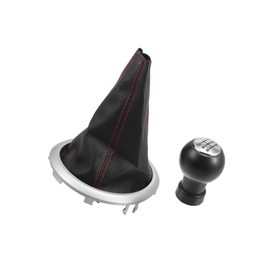 INFINAUTO 5 Speed Manual Gear Shifter Knob with Cover for Suzuki Swift | Automotive Gearbox Stick Shifter Lever Knob Chrome Red Plastic and Faux Leather 1 Pcs Durable Material Stylish Design