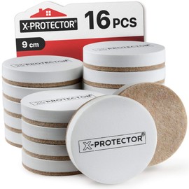 Felt Furniture Sliders for Hardwood Floors 16 PCS 9 CM X-PROTECTOR - Floor Protectors for Furniture Legs – Heavy Duty Furniture Movers – White Felt Pads - Move Your Furniture Easily & Safely!