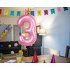 hzqruqh 40 Inch Crown Pink Number 3 Balloon, Big Conjoined