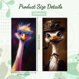 Peacoblue Wheelie Bin Stickers 2 Sheets Ostrich Sticky Dustbin Stickers Decals, 15in x 32in Waterproof Self Adhesive Large Wraps for Trash Cans Bins Driveway Garden Outdoor Indoor Patio Decoration