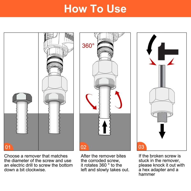 Thinkwork Impact Bolt Extractor Set, 13+1 Pieces Nut Removal Tool,