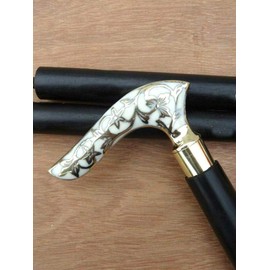 REXRYZ Gehstock mit gebogenem Griff, antikes Messing, faltbarer Gehstock, Vintage-Designer-Gehstock