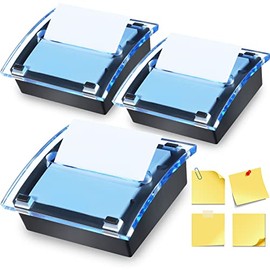 Pop Up Notes Dispenser Black Base Clear Top Sticky Notes Holder Acrylic Posted Notes Holder Small Sticky Holders Container for 3 x 3 Inch Sticky Notes School Office Home Store Accessories (1)