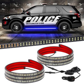 XRIDONSEN 2PCS 60 inch Blue Emergency Lights Strip 720 LED Running Board Police Strobe Lights Flashing Warning Safety First Responder for Firefighter Vehicles POV Ambulance Trucks Pickup SUV