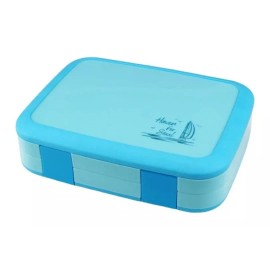 Monzó Lunch Box, Contenedor De Alimentos Para Niños Con Cubierto Color Azul 5 Espacios
