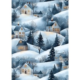 MXJSUA Christmas Diamond Painting Kit for Adults, Snow Houses Full Drill Diamond Art Painting Kits for Beginners, Round Diamond Dots Art Painting Kits, 12x16 Inch/30x40cm