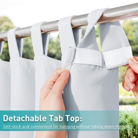 NICETOWN Waterproof Outdoor Curtains for Patio - Thermal Room Darkening Tab Top Window Treatments with Self-Stick (1 Pc, 52 by 84 Inches, Greyish White)