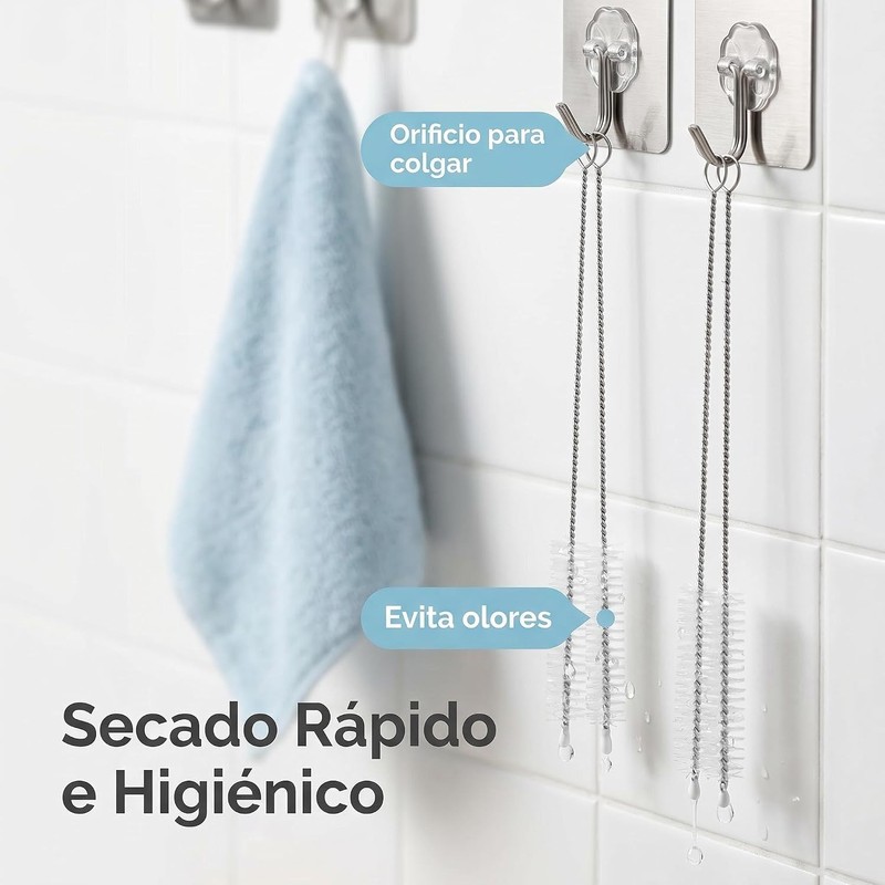 10pcs Limpia popotes,Cepillo para Lavar,popotes de Acero Inoxidable,Cepillo de Nylon