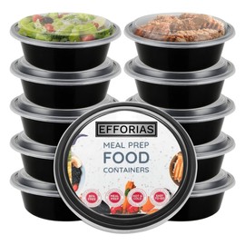 Efforias (40 Pack, 32oz) Round Plastic Meal Prep Containers - Reusable BPA Free Food Containers with Airtight Lids - Microwavable, Freezer and Dishwasher Safe